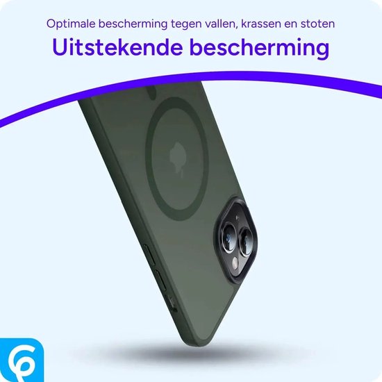 Schuine weergave van een donkergroen hoesje, met optimale bescherming tegen vallen en krassen.