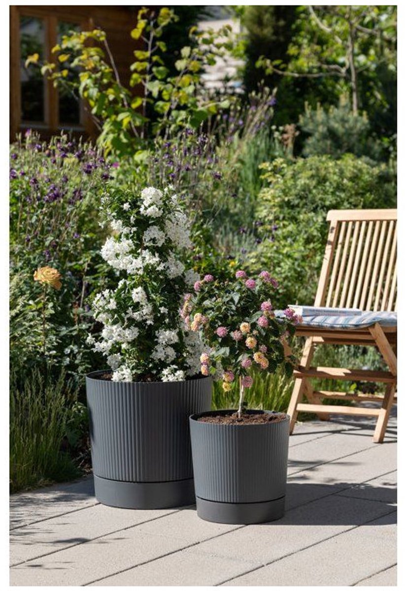 Bloempot Lino met waterreservoir Ø 47 cm - Antraciet