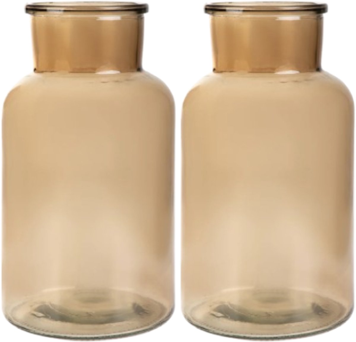 Homla - Tenno Bloemenvaas - Set van 2 - Decoratieve Vaas - Modern Design - Groot Glazen Vaas voor Droogbloemen & Boeket- Scandinavisch Interieur - Stijlvolle Woonaccessoire - Ø14.5 x 25.5 cm - Beige
