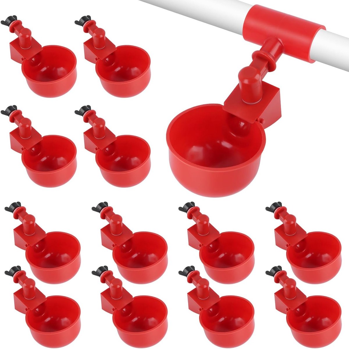 12 Stuks Automatische Drinkbekers voor Kippen, Eenden, Ganzen, Kalkoenen en Duiven - Ideaal Waterreservoir voor Pluimvee