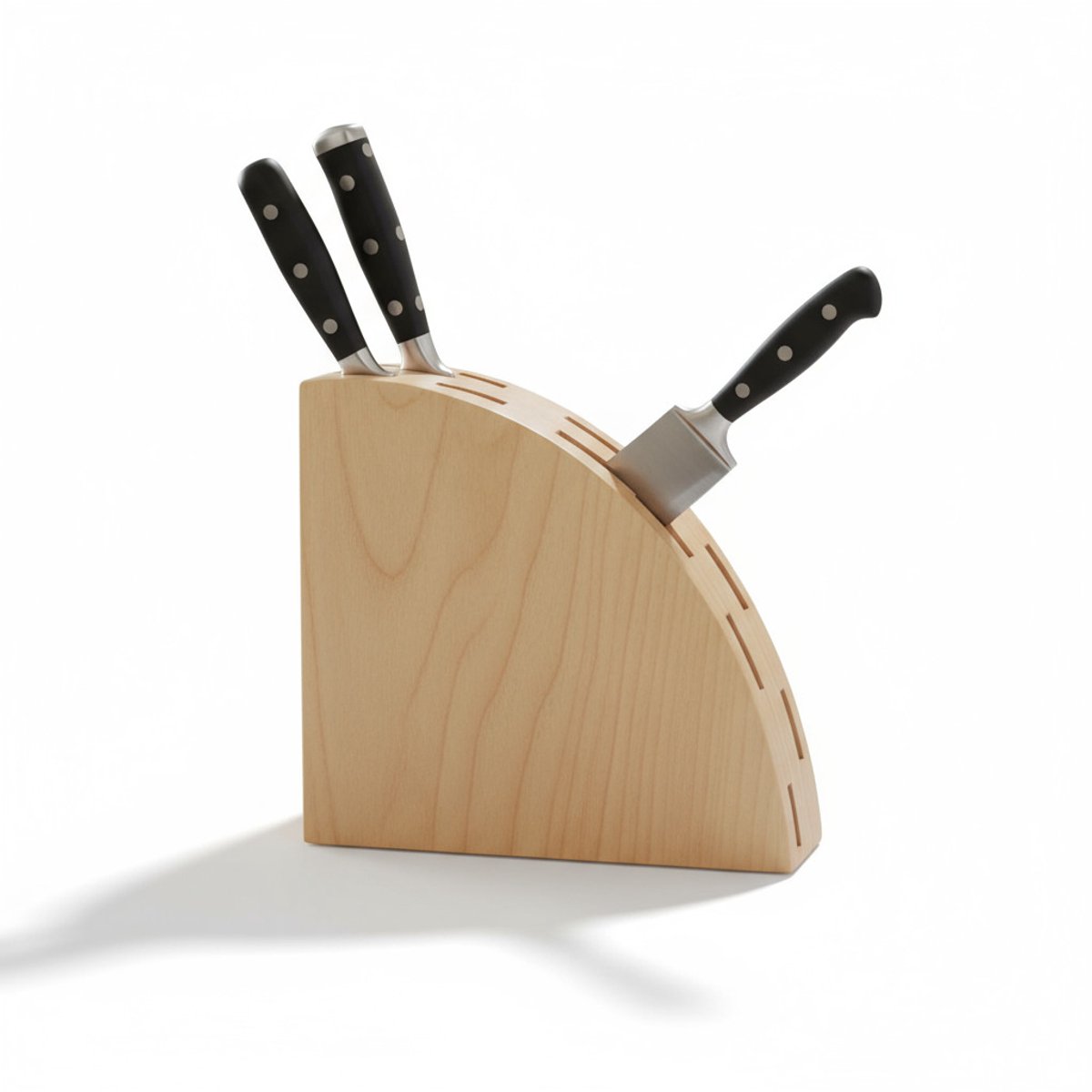 Houten Messenblok Universeel | Messenhouder Staand | Berkenhout | Naturel | Design Keukenorganizer | 22x22x4.7 cm