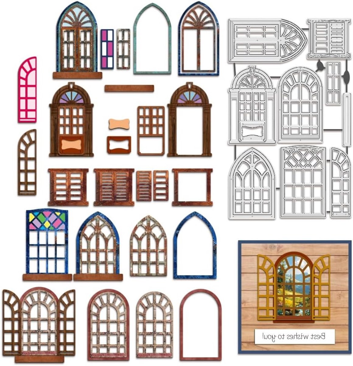Metalen stansmallen voor deur- en raamframes, snij- en embossingtools voor scrapbooken en kaartmaken