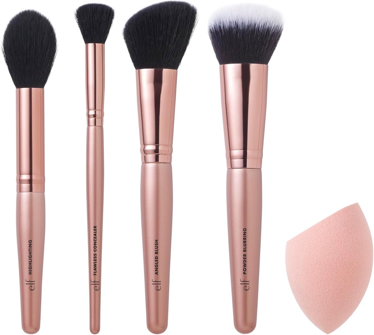 e.l.f. Complexion Essentials Brush & Sponge Set - 5-delig - Inclusief Spons
