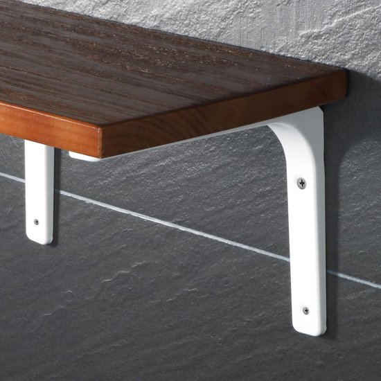 4 Stuks Wandgemonteerde Planksteunen, 90 Graden L-vormige Hoek, Metalen Plankbeugels 200mm x 150mm, Stevige Plankhouders voor Wandplanken in Wit — afbeelding 2