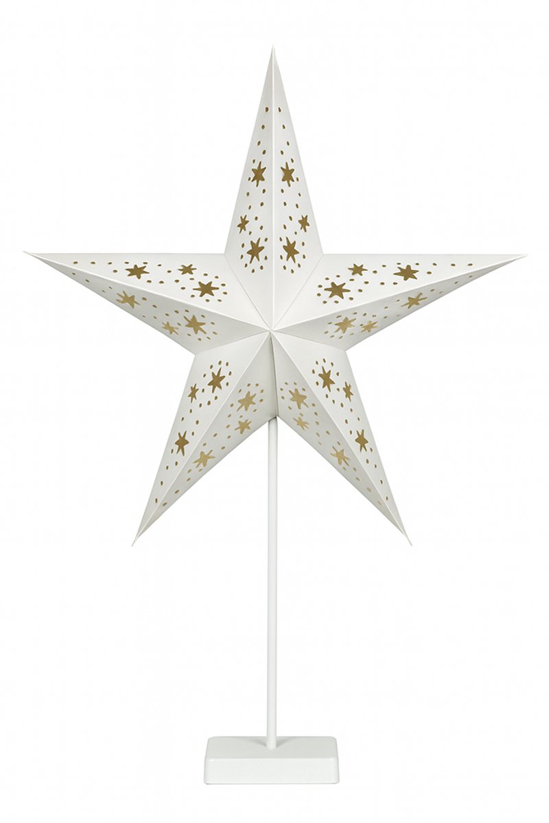 Star Trading ster met verlichting | Kerstdecoratievenster verlicht Kerstdecoratie binnen | Papieren ster verlicht | Kerstlamp| Poinsettia verlicht staand | Ster kerst vloerlamp wit