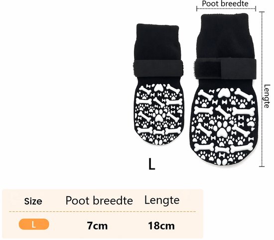 GLODI GOODS® Hondensokken dubbelzijdig antislip set van 4 – hondenschoenen pootbeschermer sokken voor honden – klittenbandsluiting – L
