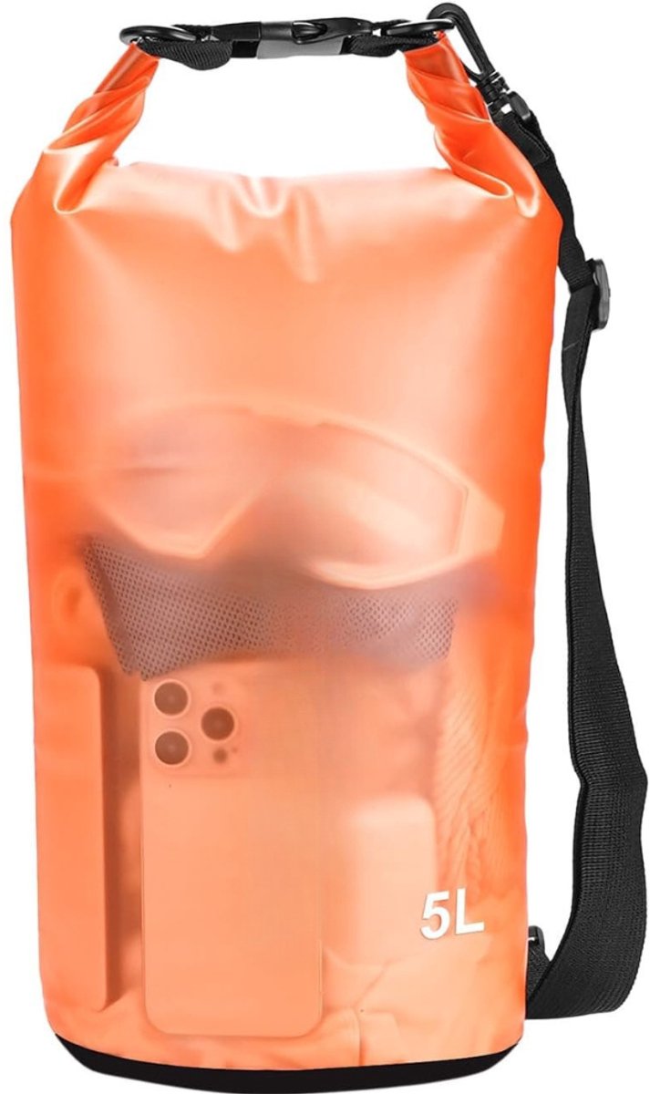 Drybag met Ajusteerbare Riem & Roltop Sluiting - Waterdichte Tas / Rugzak - Strandtas - Zwemtas - Wetbag - Droogtas - Outdoor Tas - PVC - 5L - Oranje - van Imperatoris