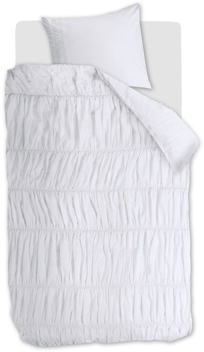 Rivièra Maison Ruffle dekbedovertrek - Eenpersoons - 140 x 200/220 cm - Wit