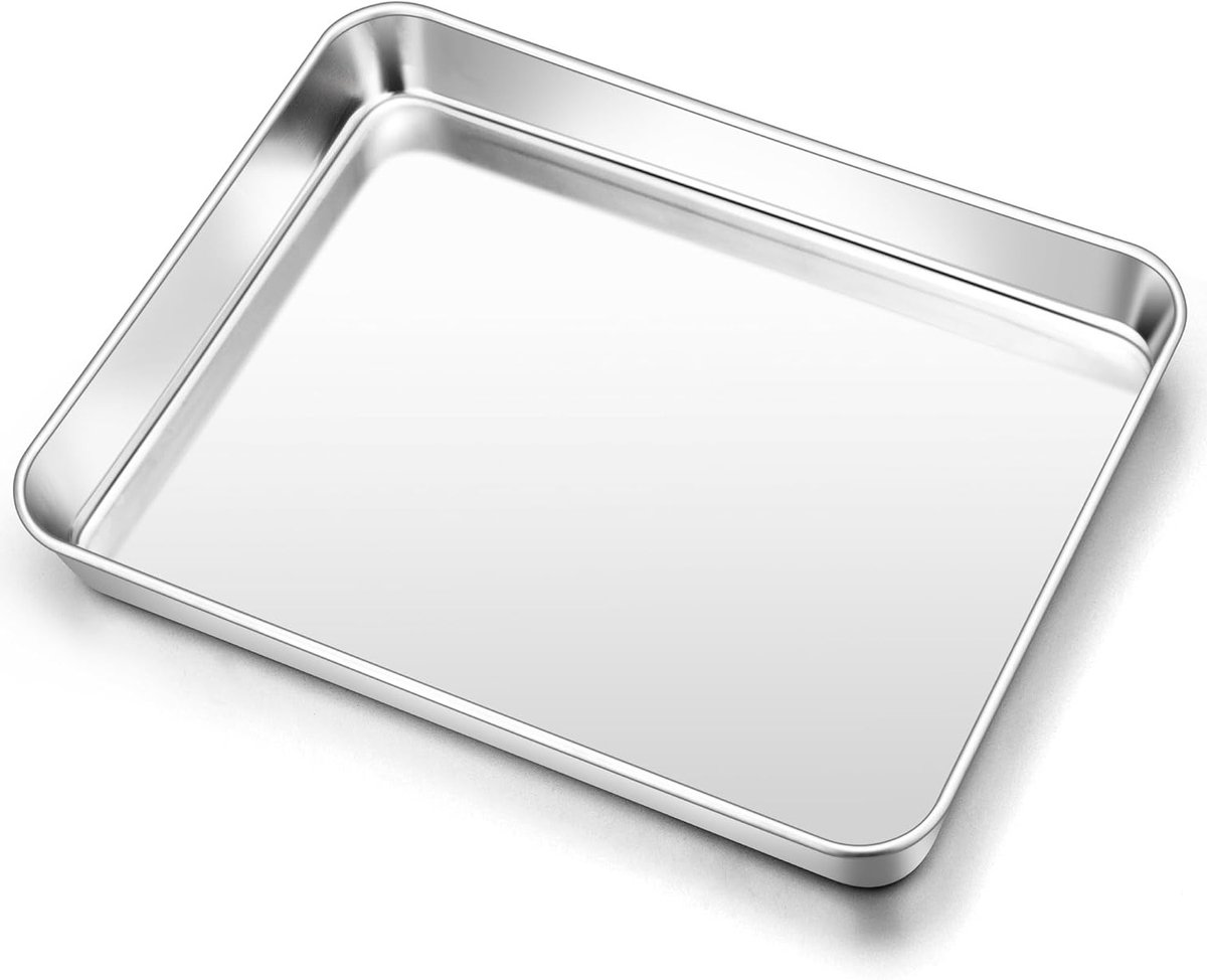 Roestvrijstalen bakplaat voor oven rechthoekige vetpan voor bakken en braden 31 5 x 24 6 x 2 5 cm niet-toxisch gezond en vaatwasserbestendig