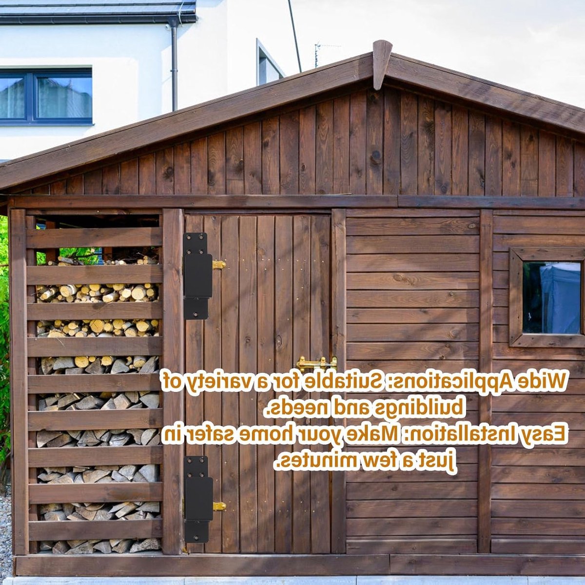 2PCS Deurbeveiligingsbalk, U Beugel Open Balkhouder van Koolstofstaal, Eenvoudige Installatie voor Garage en Schuur met 2x4 Planken (Zwart)