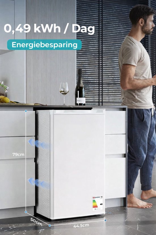 Celestul Minikoelkast 91 Liter - Mini Koelkast Stil 38dB - Compacte Koelkast met Thermostaat - Voor Slaapkamer - Kantoor & Studentenkamer - Wit — afbeelding 2