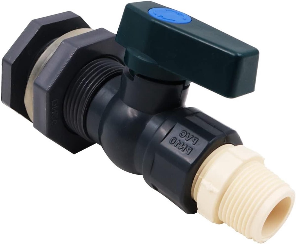 3/4 Inch PVC Spigot Regenwaterafvoer Kit met Bulkhead Fitting Adapter voor Watertanks, Aquaria en Zwembaden