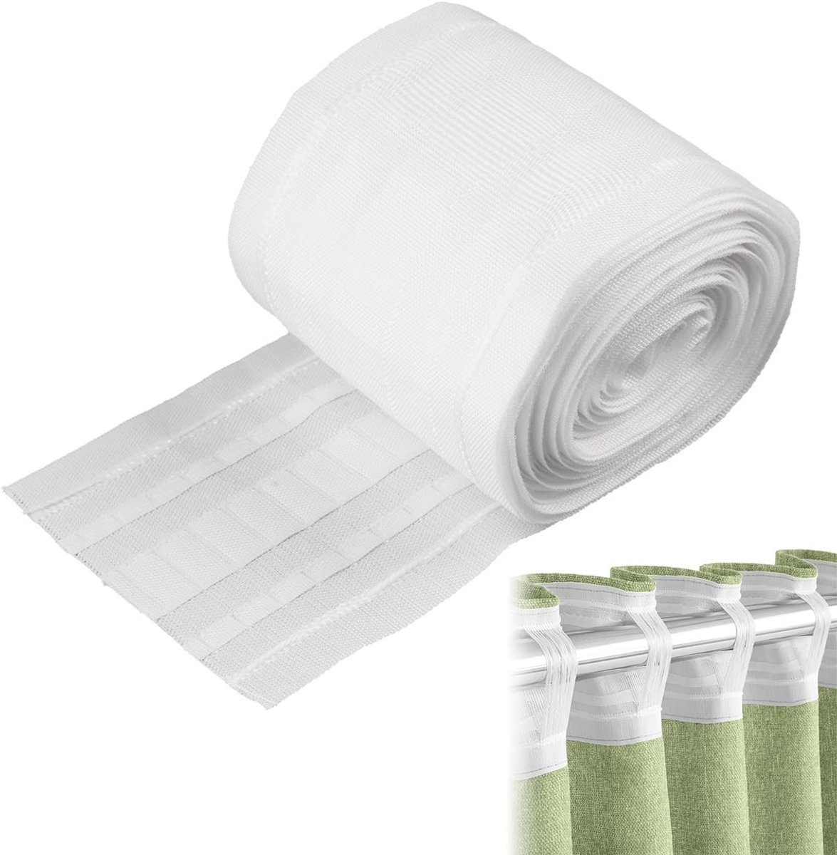 Universele Plisséband voor Gordijnen - 6m x 8,5cm - Naai Band voor Raam- en Deurgordijnen, Geschikt voor Gordijnhaken en Gordijnroedes