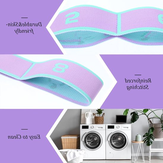 Yoga Stretch Band met 8 Lussen - Hoogwaardige Elastische Fitnessband voor Yoga en Gymnastiek, Ideaal voor Flexibiliteit en Krachttraining — afbeelding 4