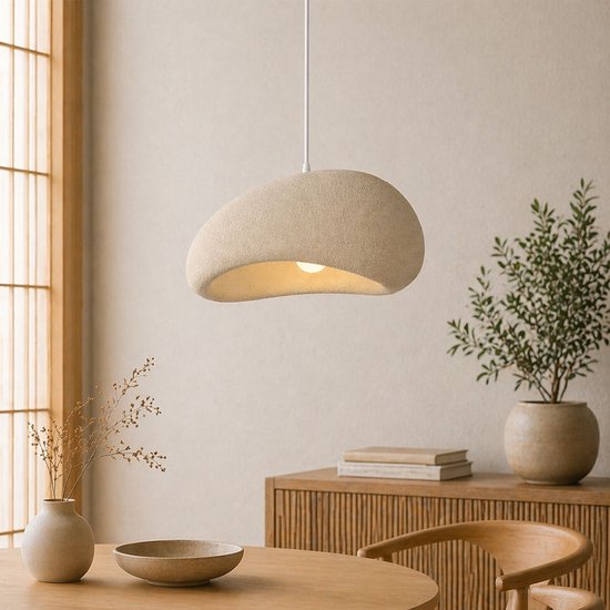 Suspension Japandi Milton & Oldbrook Ø 40 cm Vaduz Beige aspect pierre
