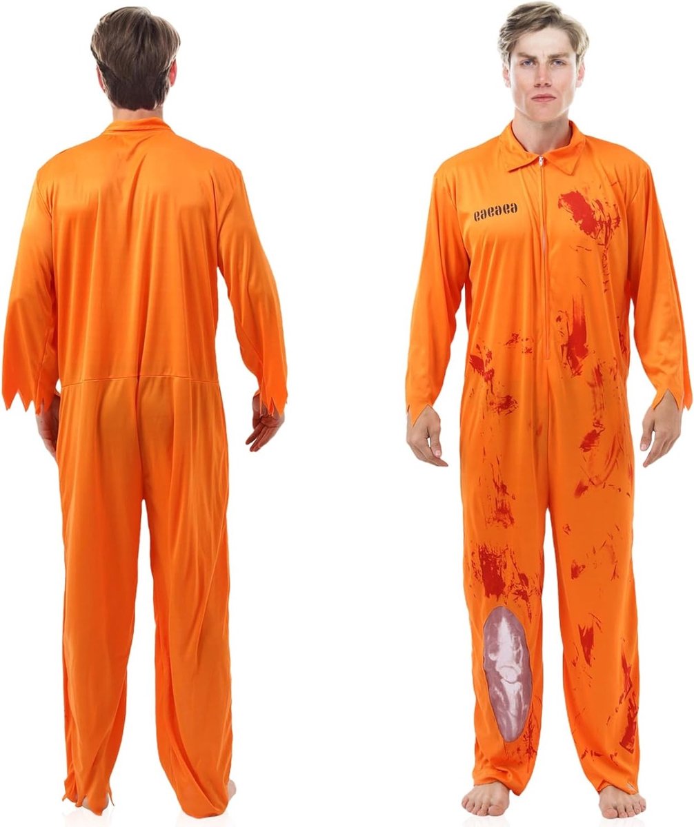 Oranje Gevangeniskostuum voor Mannen en Vrouwen, Bloedgevangenis Outfit, Halloween Kostuum, Feestkleding en Verkleedkleding