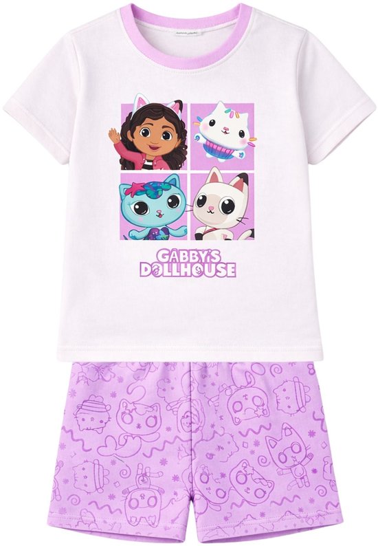 Gabby's Dollhouse Shortama - Maat 110/116 - Katoen - Paars - Kind