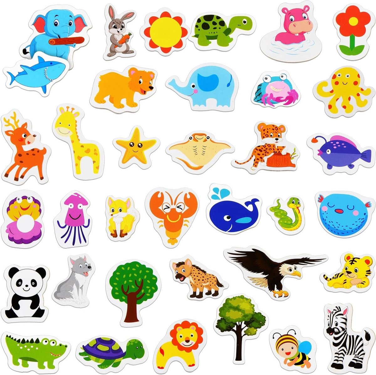 36 Stuks Houten Dieren Magneten, Educatieve Magneten voor Koelkast, Whiteboards en Foto's, Creatief Speelgoed voor Kinderen