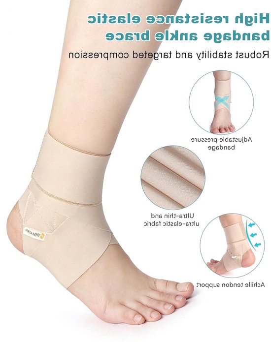Verstelbare Enkelbandage met Dikke Compressie voor Stabiliteit en Comfort, Unisex, Geschikt voor Sport en Dagelijks Gebruik - Beige - Maat L - Ondersteuning, Bescherming, Blessurepreventie — afbeelding 5
