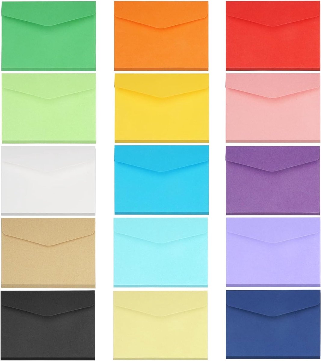 Set van 150 Kleurrijke Mini Enveloppen 11.7 x 8.2 cm, Perfect voor Bruiloften, Verjaardagen en Feestjes in 15 Kleuren