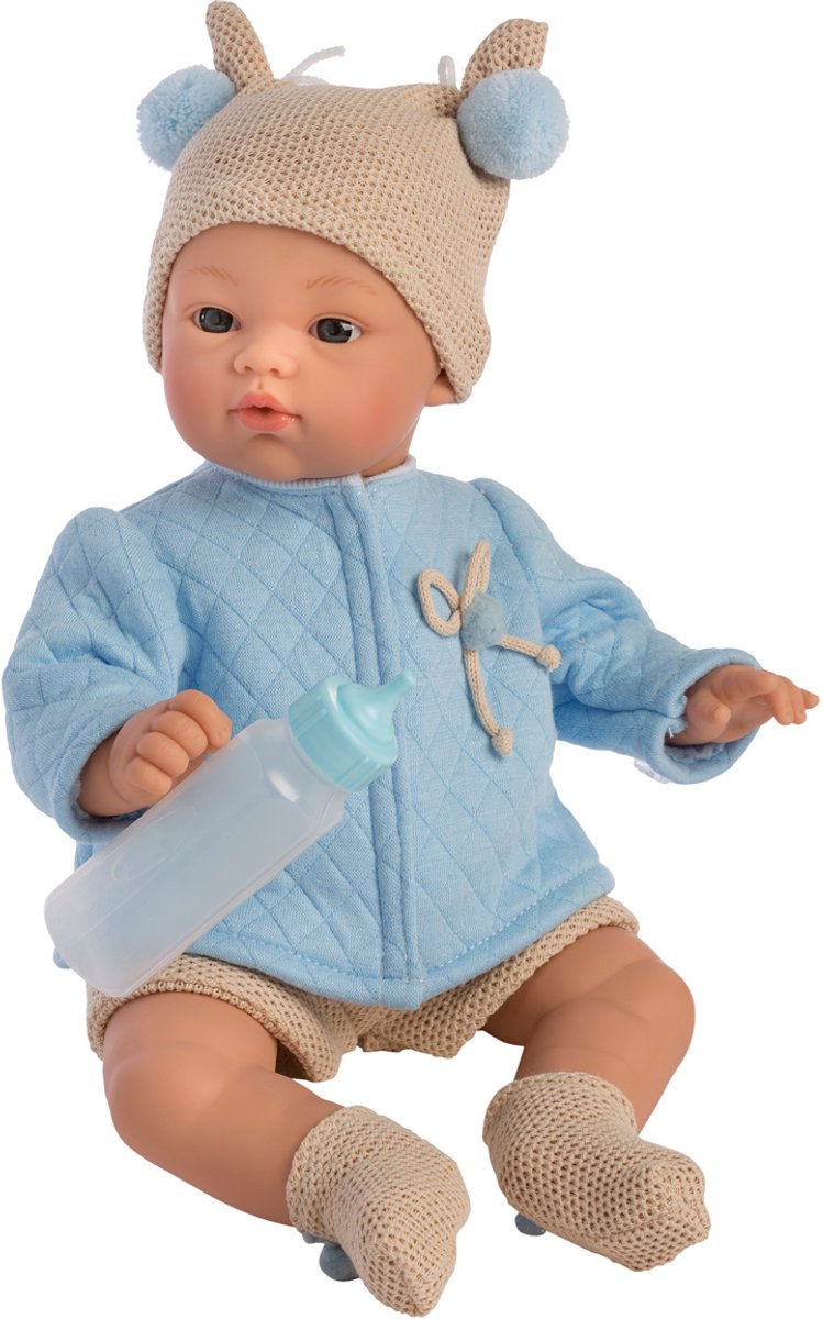 ASI DREAMS Pop - Koke 36 Cm - Scandinavische Kleding - Blauw/Beige