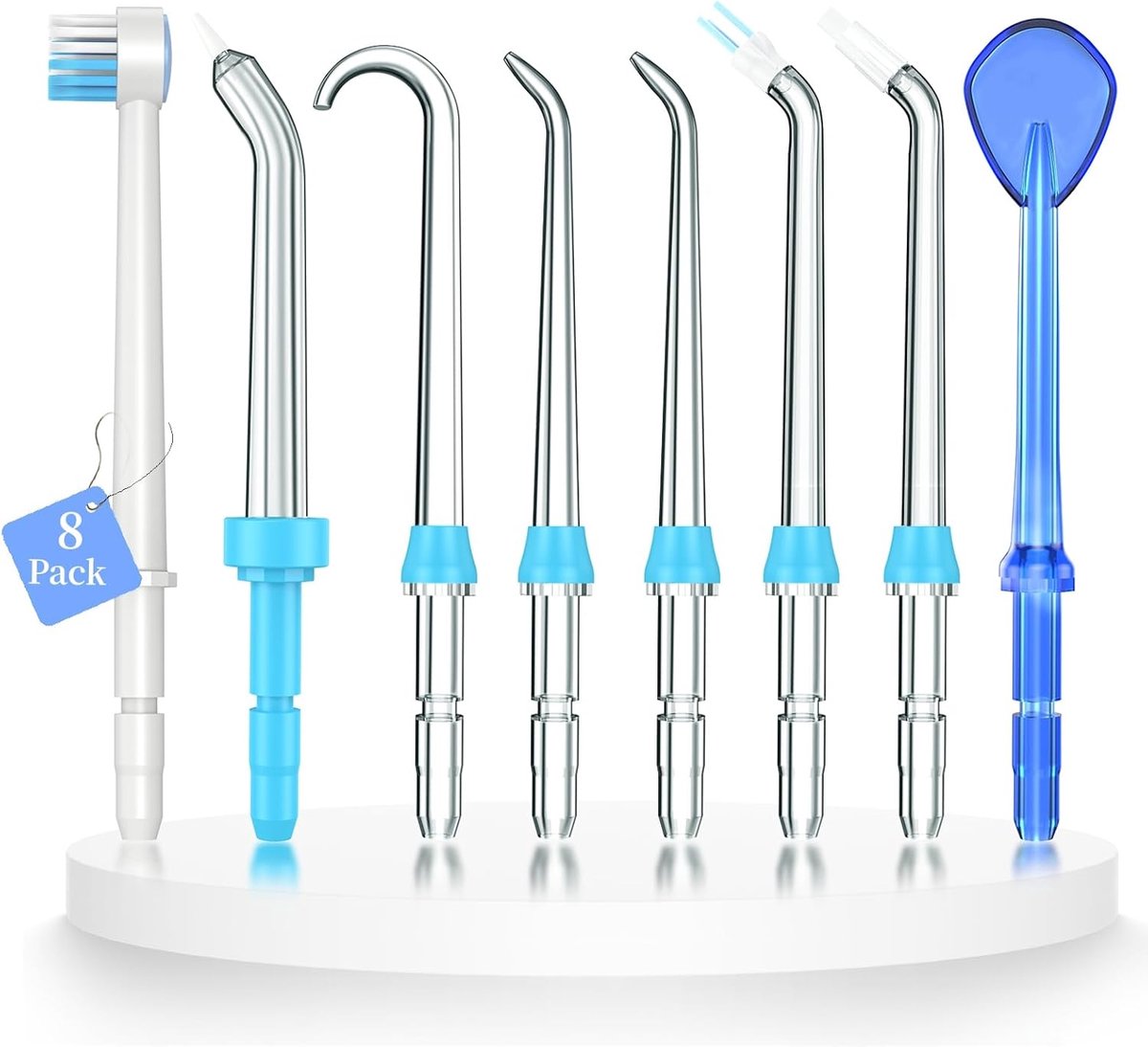 Vervangende opzetstukken voor waterflosser, ter vervanging van de klassieke sproeiers, geschikt voor Waterpik monddouches, 8 vervangende onderdelen.