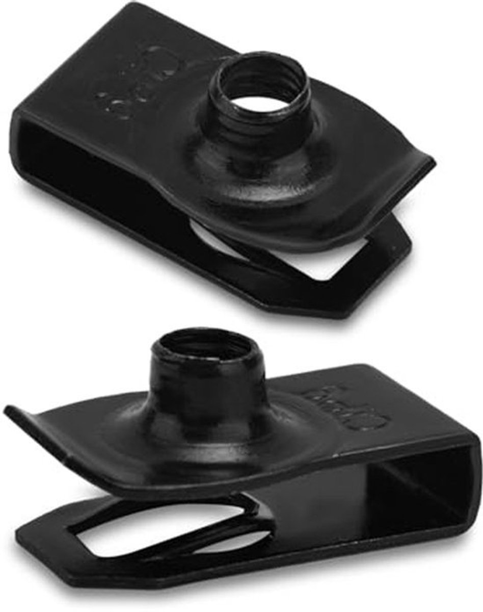 50 x U-Noot 1/4"-20 Clip-On Bevestigingsclips - Carbon Staal - Zwart