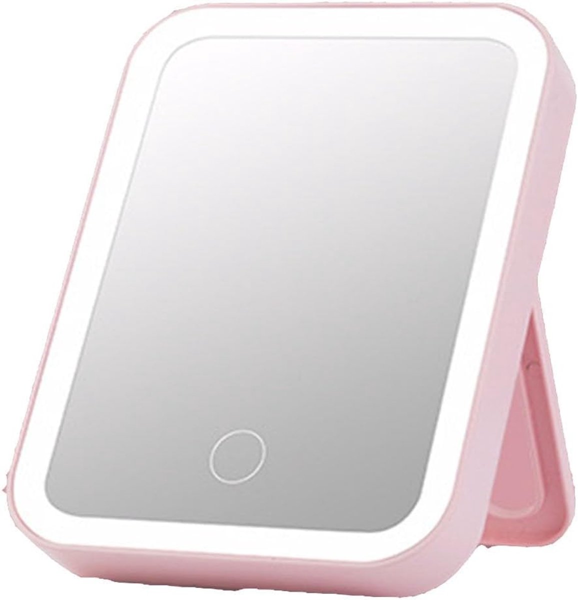 Bureau make-upspiegel geschikt voor 3-kleurenverlichting, draagbare touchscreen make-upspiegel, USB-oplaadfunctie, verstelbare standaard, handige make-upverlichting (roze)