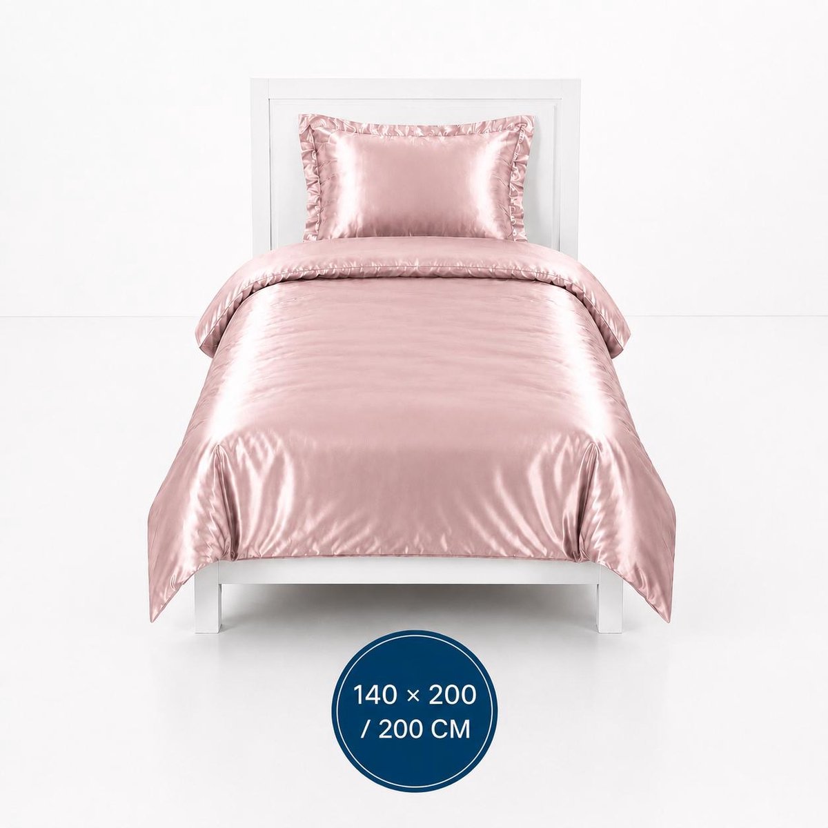 Satijnen Dekbedovertrek - licht Roze - 140x200/220 - Luxe & Koel - Zacht & Ademend - Incl. Kussensloop