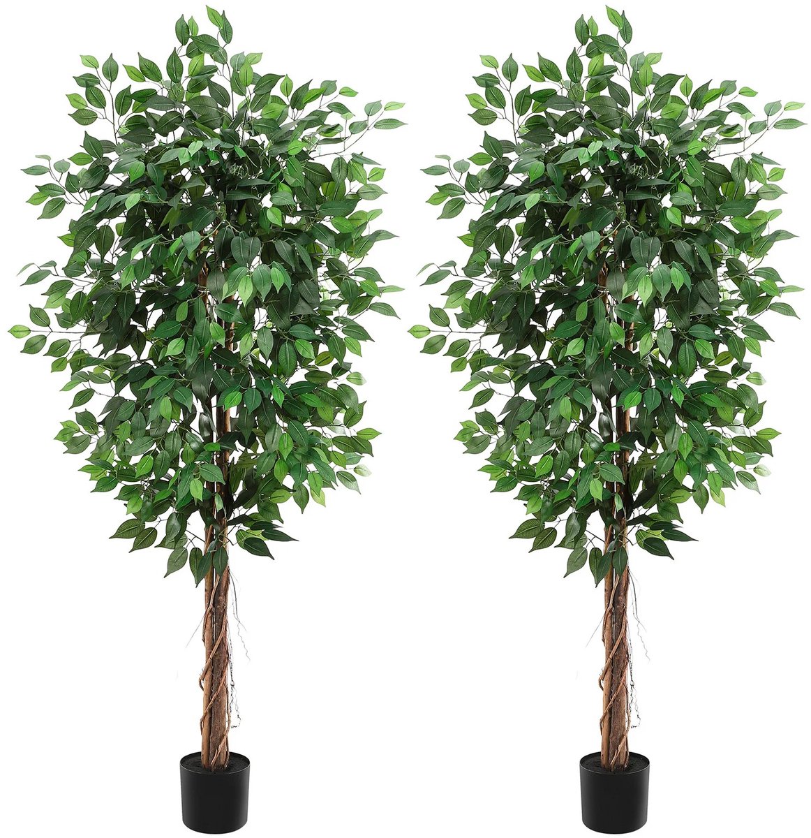 NordHaus Kunstmatige Ficus Boom - Kunstboom - Zijden Banyan Plant - Onderhoudsvrij Design - 180 cm Set van 2 Groen