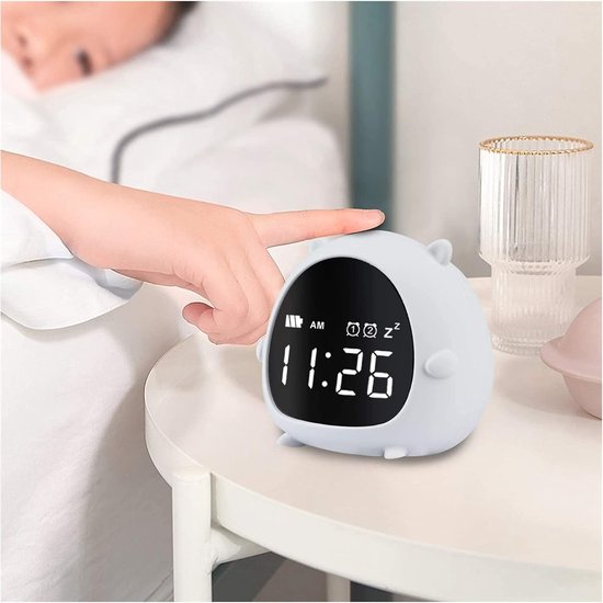 Digitale Kinderwekker - Wakker Klok - Tijd Beheren - Spraakgestuurd Nachtlampje - 8.1cm x 7.7cm - Wit — afbeelding 3