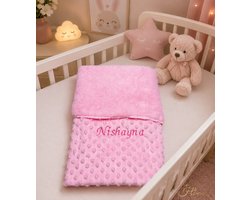 Babydeken met naam geborduurd - Hawsaz.nl Kraamcadeau - Wiegdeken met naam - extra zacht 75 x 100 cm - Gepersonaliseerd - babydekentjes voor ledikant - voor meisje - Voor jongen - babydeken voor kinderwagen - Kraamcadeau met naam - deken met naam -