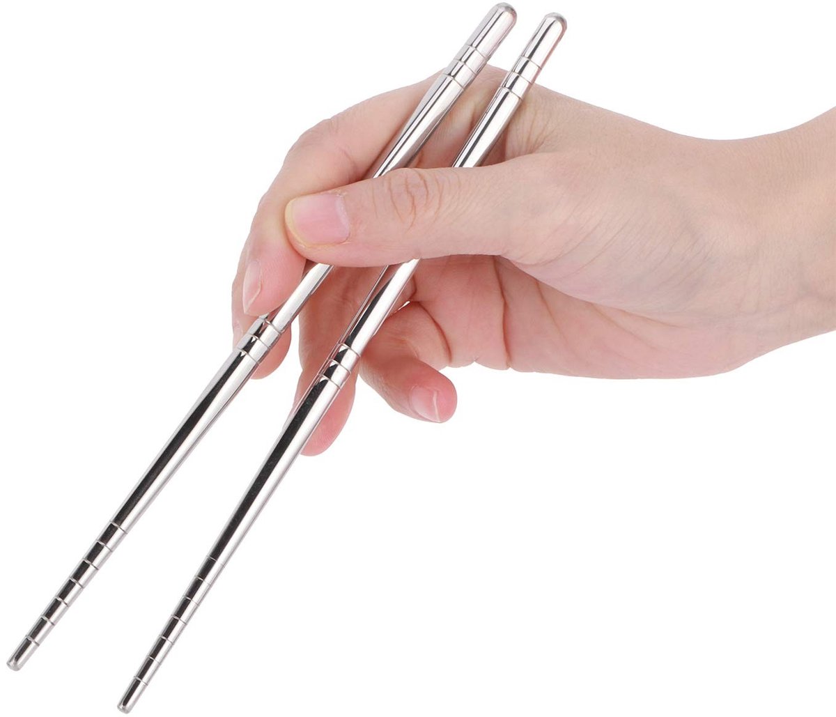 Dailygoods - Roestvrijstalen Eetstokjes - Herbruikbare Eetstokjes - Vaatwasmachinebestendig - Zilver - Duurzaam Keukenservies - Geschikt voor Koken en