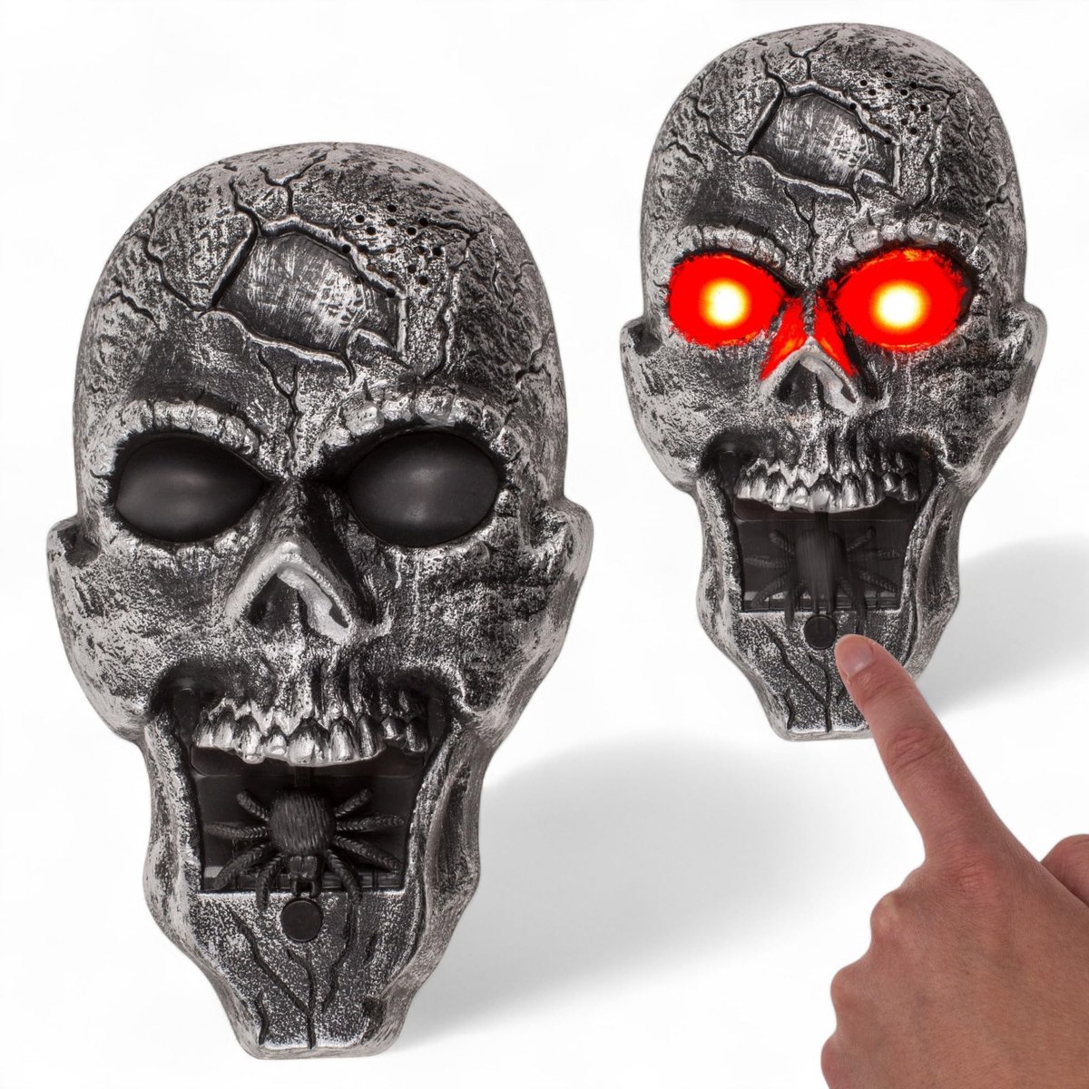 Dailygoods - Griezelige Halloween-decoratie deurbel - Horrorgadget - Doodskop - Geluid en LED-effecten - Voor griezelfeesten - 14 x 28 cm