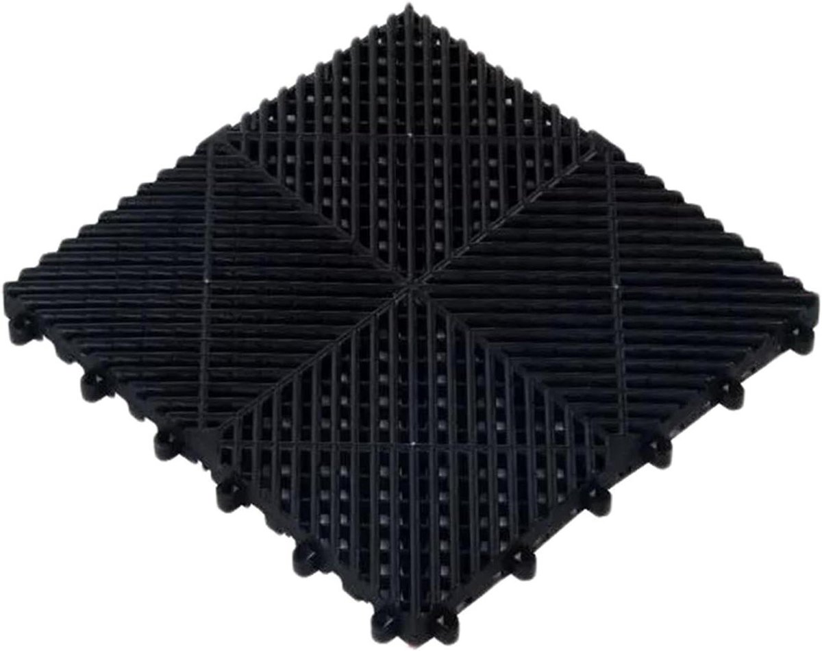 Drainage Vloermat - Modulaire Tegels - Vochtige Ruimtes - Hoge Draagkracht - 40x40x1.8cm 4 Stuks - Zwart