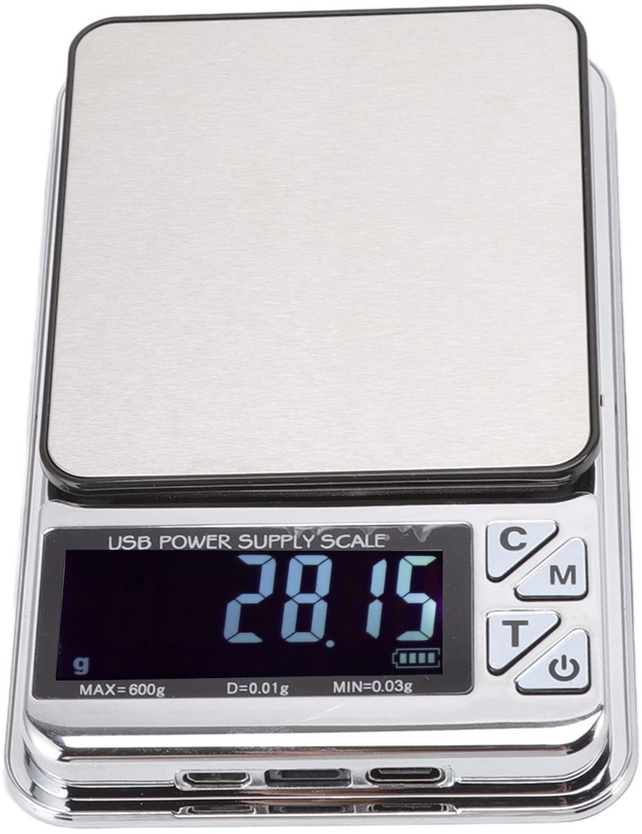 Dailygoods - Digitale Keuken Schaal - 600g Precisie - Multifunctionele Mini Voedsel Weegschaal - Usb Opladend - Nauwkeurig en Gebruiksvriendelijk - Ge