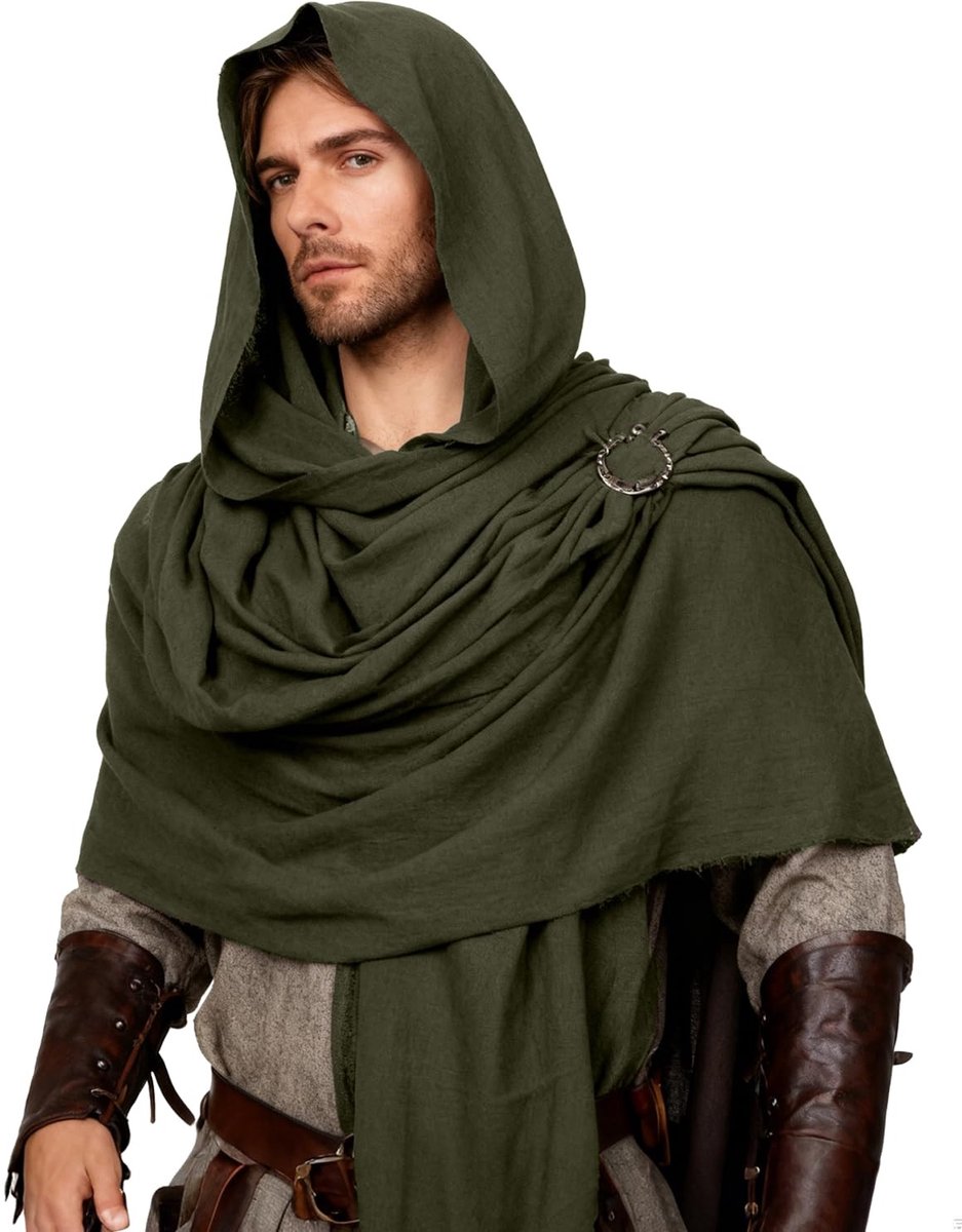 Dailygoods - Middeleeuwse Sjaal Wrap Cover Up - Luxe Capuchon - Lange Sjaal - Ademend en Comfortabel - Unisex - Perfect voor Feestdagen