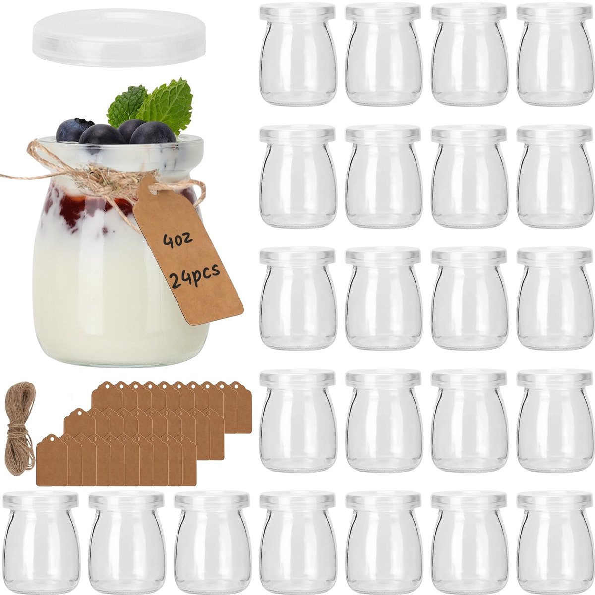 Dailygoods - Yogurt glazen - Dessert glazen - 120ml - Transparant - Pudding glazen - Ideaal voor jam en kleine desserts