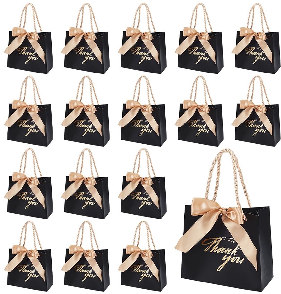 Dailygoods - Cadeauzakjes - Zwarte Papieren Feestzakjes - 24 Stuks - 14 x 10 cm - Verjaardagsaccessoires - Bedankt Zakjes - Geschikt voor Feestjes