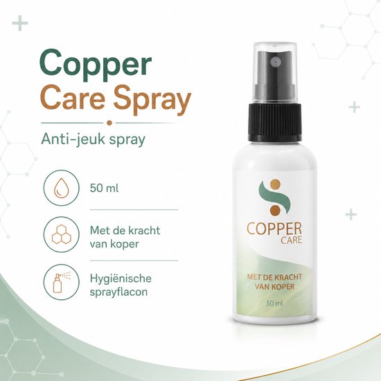 Copper Care® Spray - Anti Jeuk Spray - Verkoelend - Spray Brandende Pijnlijke Huid - Anti Voetschimmel - Schimmelnagel - Anti Waterpokken Jeuk - Anti Huidschimmel Spray -Zwemmers Eczeem Behandeling - 50ml