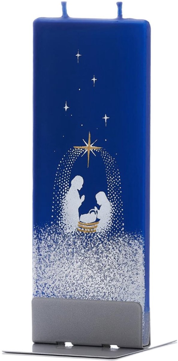 Kerstavond in Bethlehem - De geboorte in de Kerststal | FLATYZ platte kaars – uniek handbeschilderd kerst cadeau