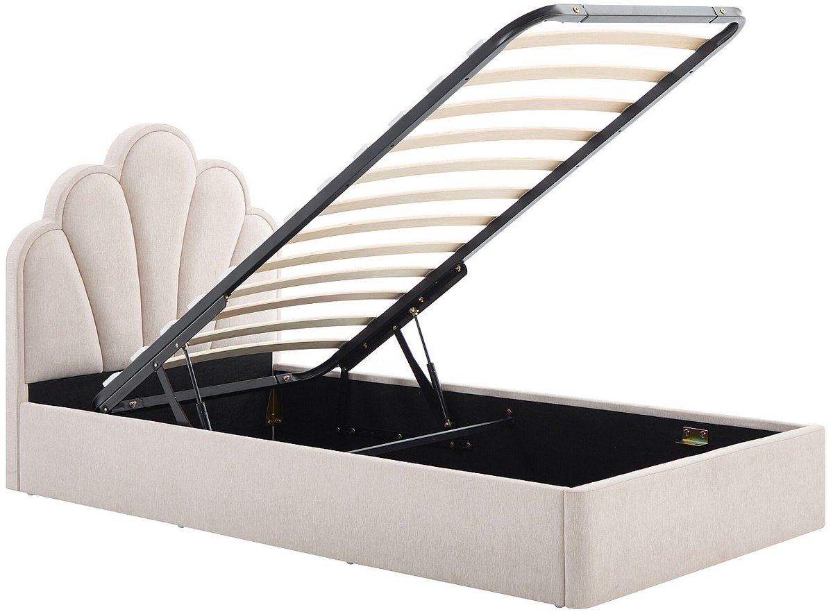 Vente-unique Bed met opbergruimte stof beige 90 x 190 cm