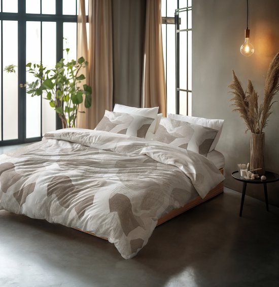 Sleeptime Dekbedovertrek Echo – 100% Katoen – Zandkleur – Ademend & Comfortabel – 200x220 – Beige — afbeelding 3