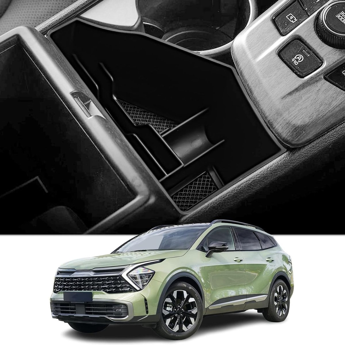 Center Console Organizer voor Kia Sportage NQ5 (2022-2025) - Opbergbak voor Handschoenen en Accessoires, Auto Interieur Accessoires, Praktische Opbergoplossing (Zwart)