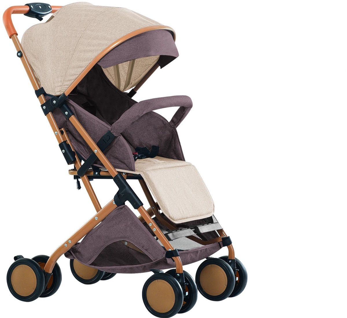 Trendique - Kinderwagen - Buggy - Stroller - Wandelwagen - Lichtgewicht - Inklapbaar - tot 6 jaar - 71x45x98 cm - Kaki/Paars