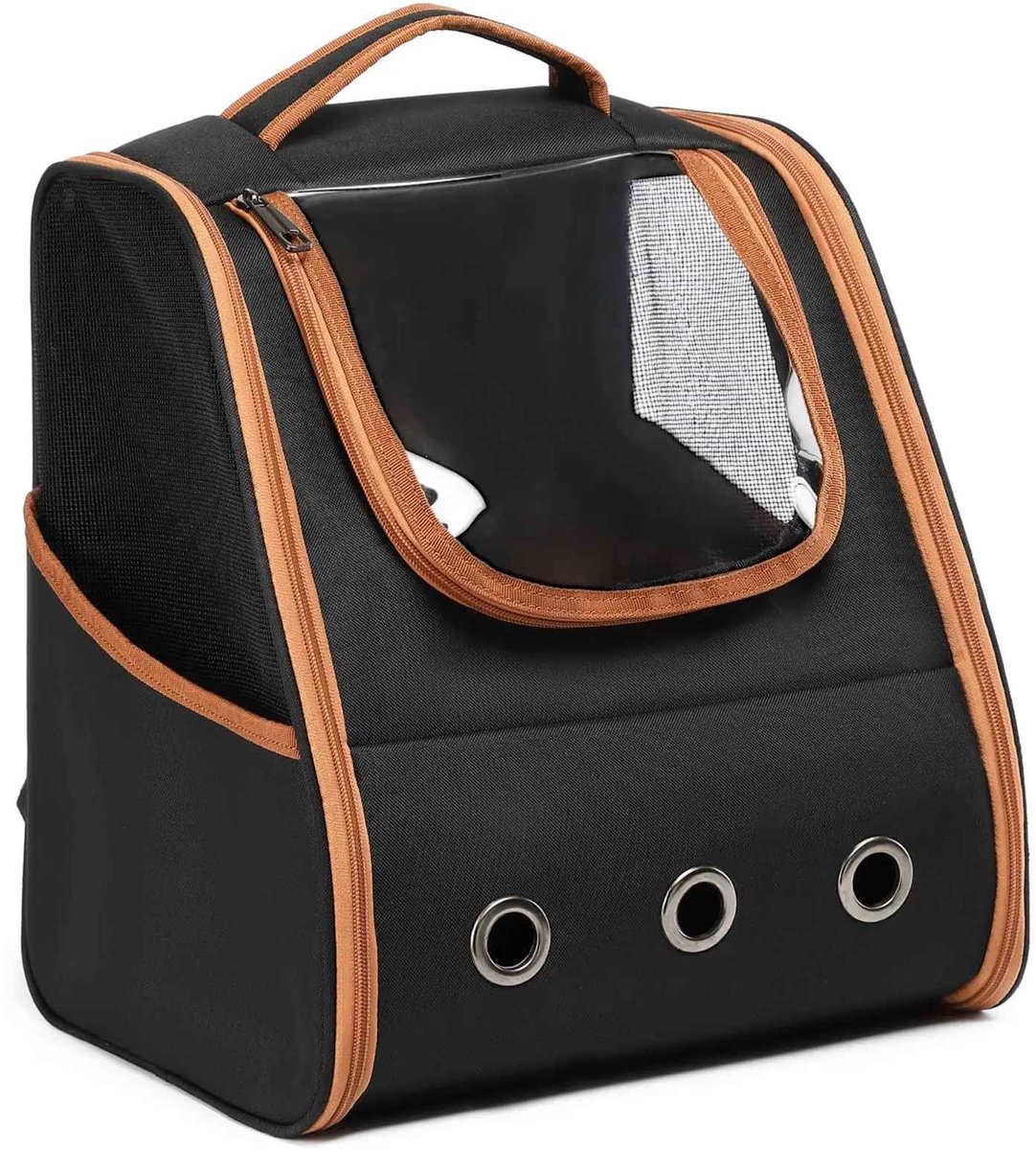 CORE Dierenrugtas - Huisdier rugzak - Reistas voor huisdier tot 6kg - Draagtas - Rugzak - Ventilatievenster - Draagtas - 32x28x36cm - Zwart en Oranje