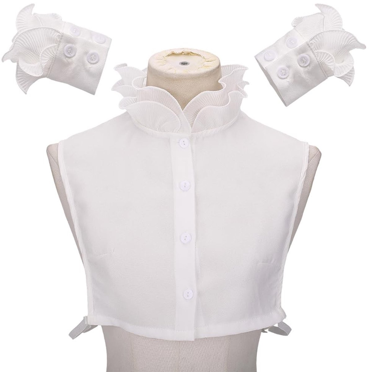 Jhubersproducts - Afneembare hemdkraag - Mouwset - Polyester - Dubbellaags - DIY kledingset - Perfect voor naaien - Inclusief mouwen en kraag