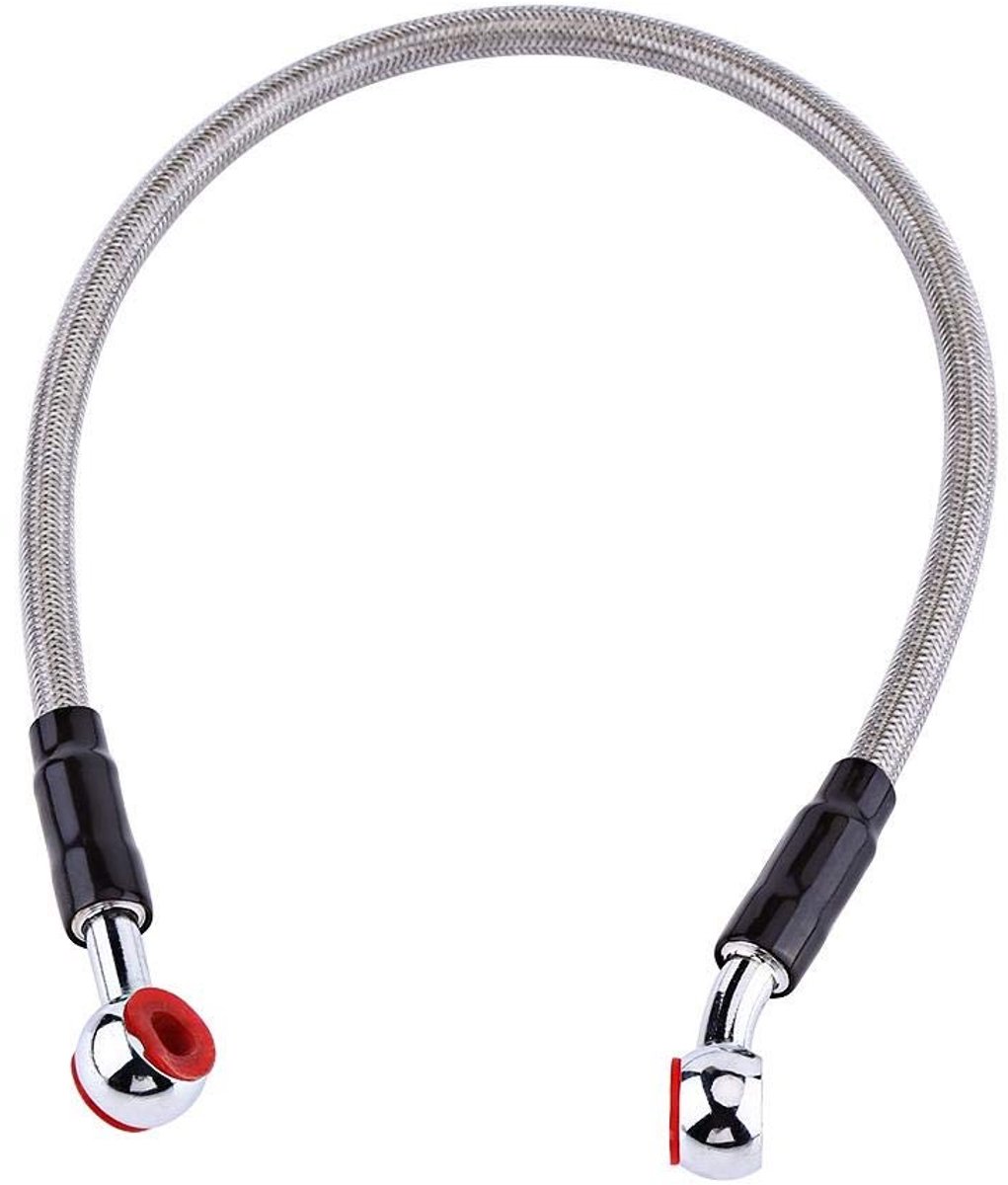 Vlemico - Remolieslangleiding - Universele Motorremolieslang - Gevlochten Roestvrij Staal - 45cm - Brandstofbuisleiding - Geschikt voor de meeste m...