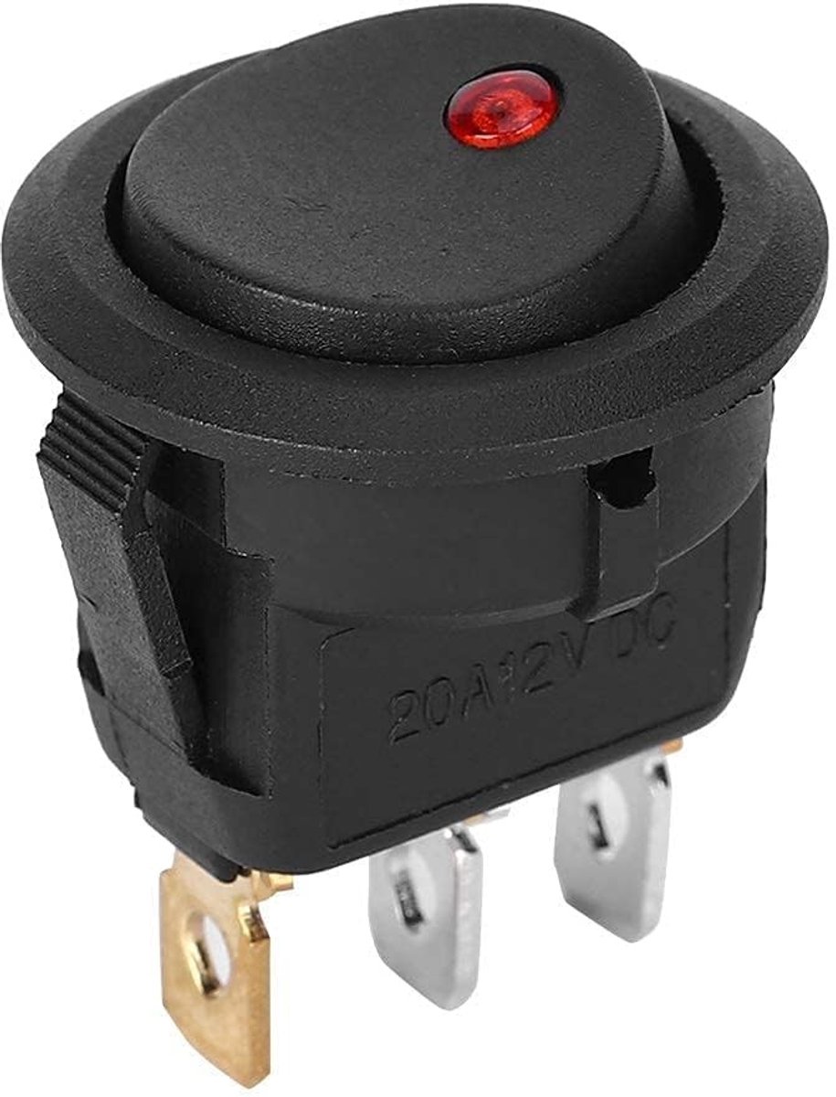 Zeynomax - Tuimelschakelaar - Waterdichte Schakelaar - LED Verlichting - Ronde Vorm - 12V AAN/UIT - Geschikt voor Boten - Zilver