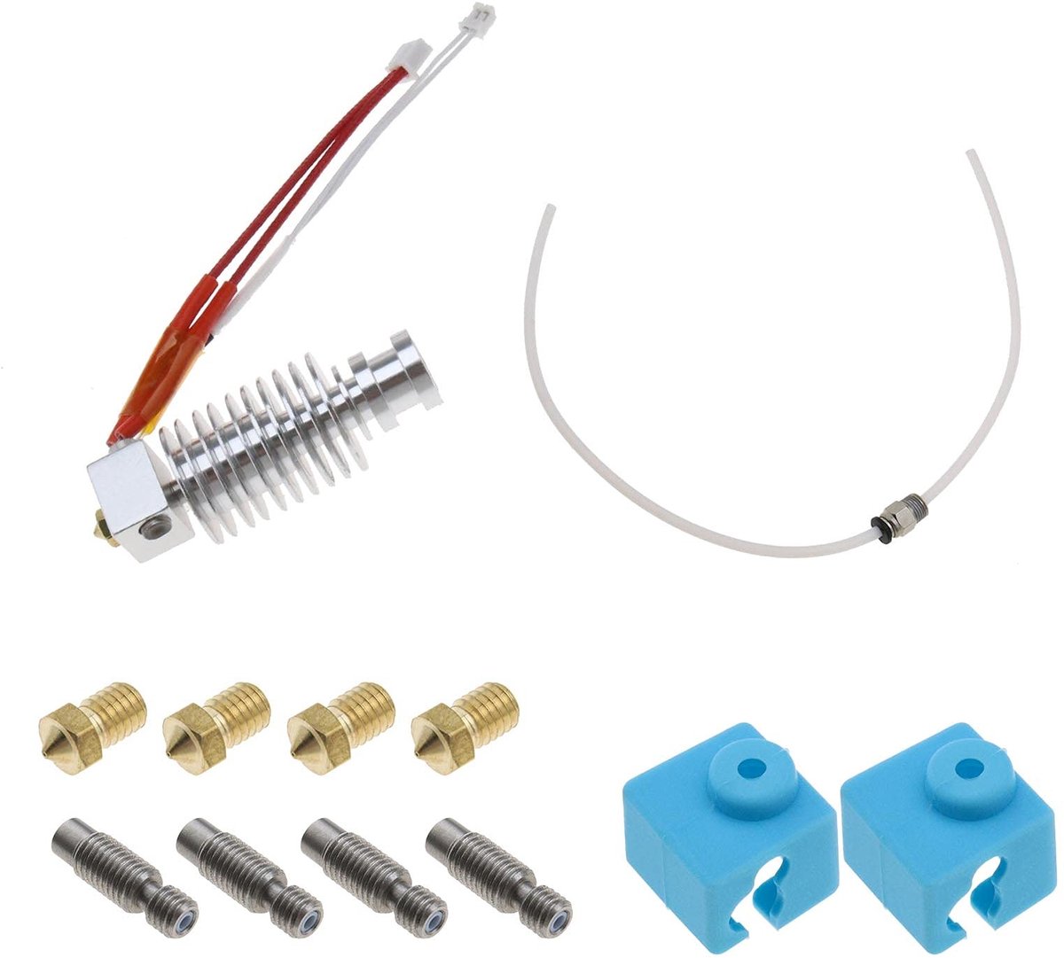 Zeynomax - 12V J-Head Hotend Extruder Kit - 3D Printer Upgrade - Complete Set - Roestvrij staal - Nozzles en Keelpi - Compatibel met Anycubic Mega I3/